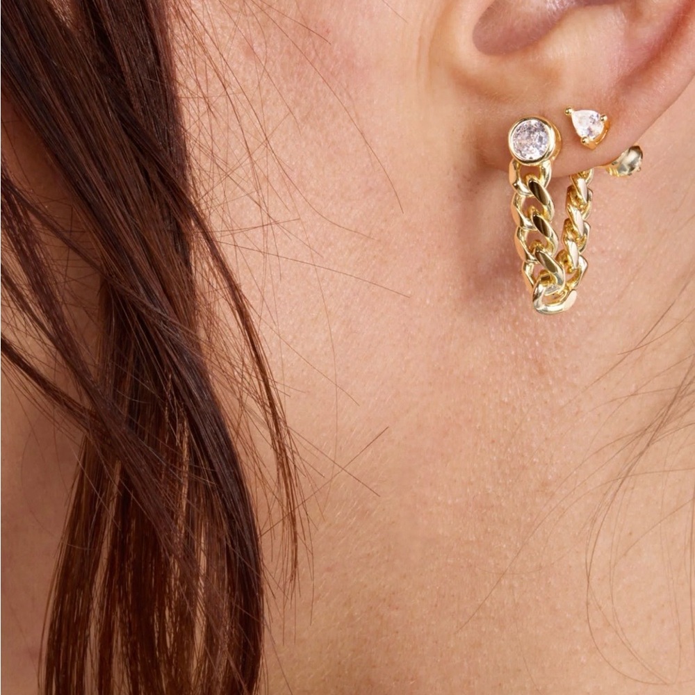MELINDA MARIA 5MM GOLD/WHITE SOFT CHAIN HOOPS - Picture 4 of 5